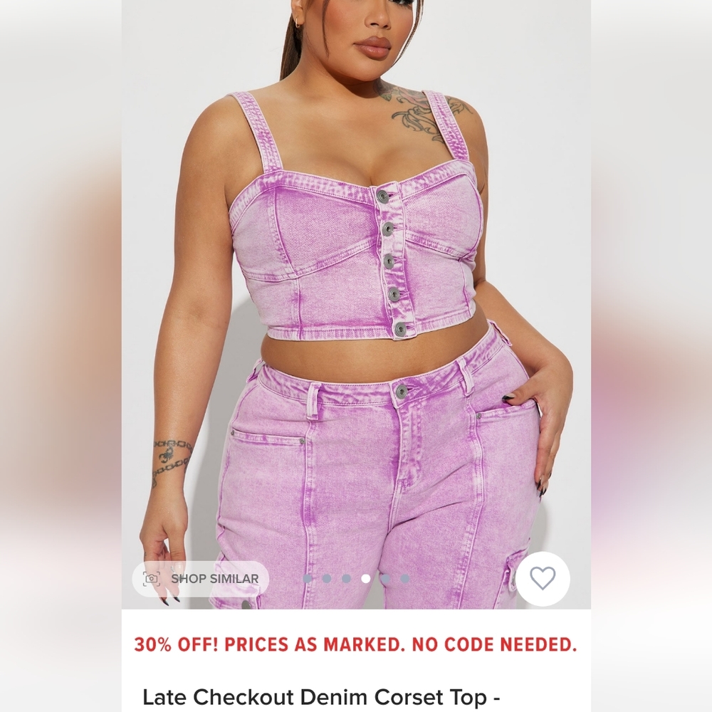 Fashion Nova Late Checkout Denim Crop Top Size 2x NWT